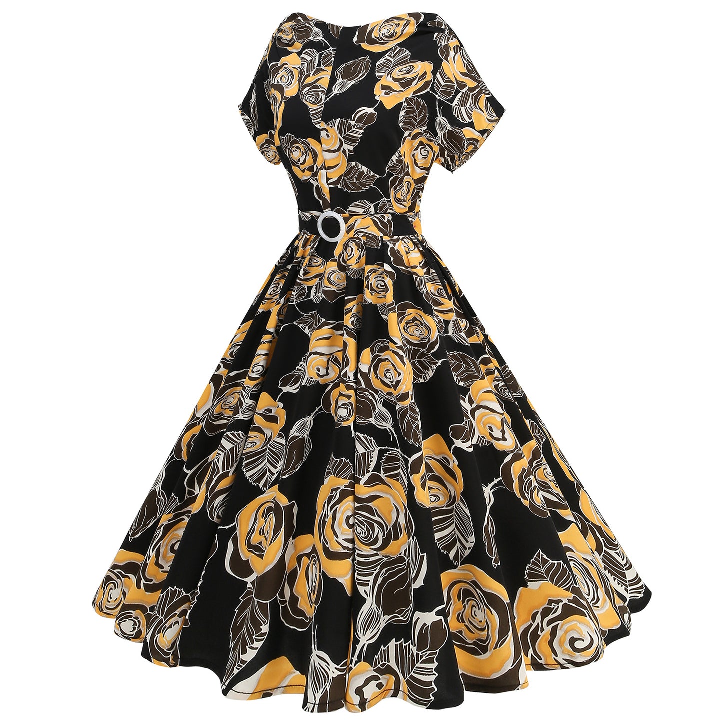 Women's Halloween Swing Collar Pile Sleeve Polka Dot Print Dresses