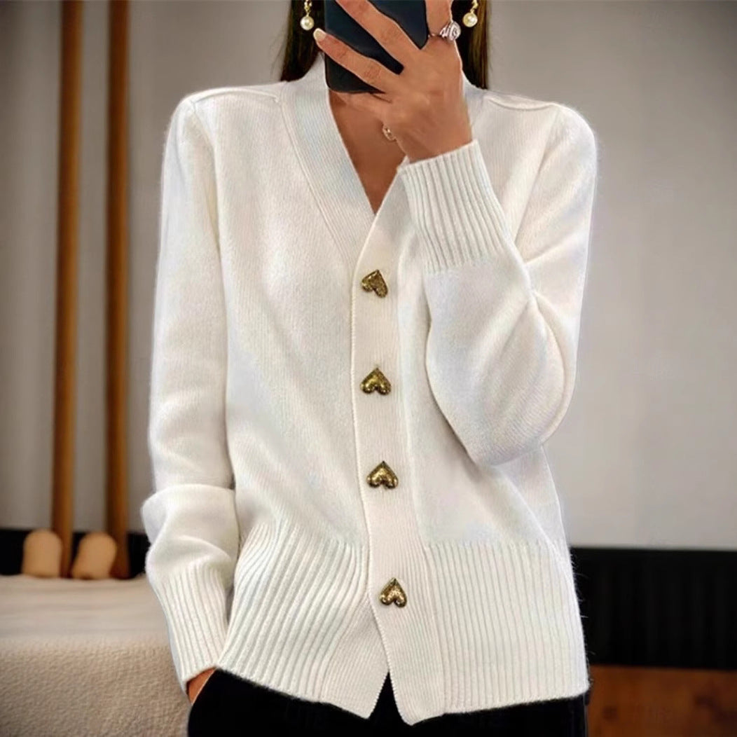 Women's Button Casual Loose Temperament Solid Color Knitted Cardigans