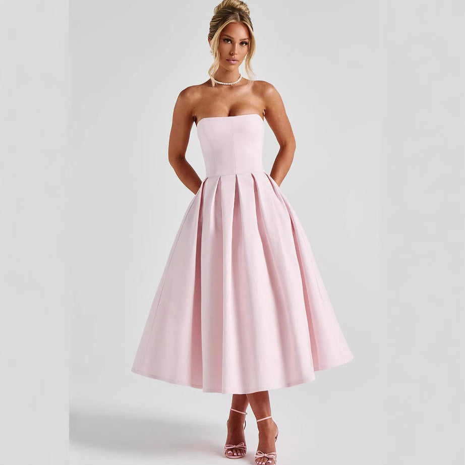 Women's Tube Dress For Summer Elegant Solid Dresses