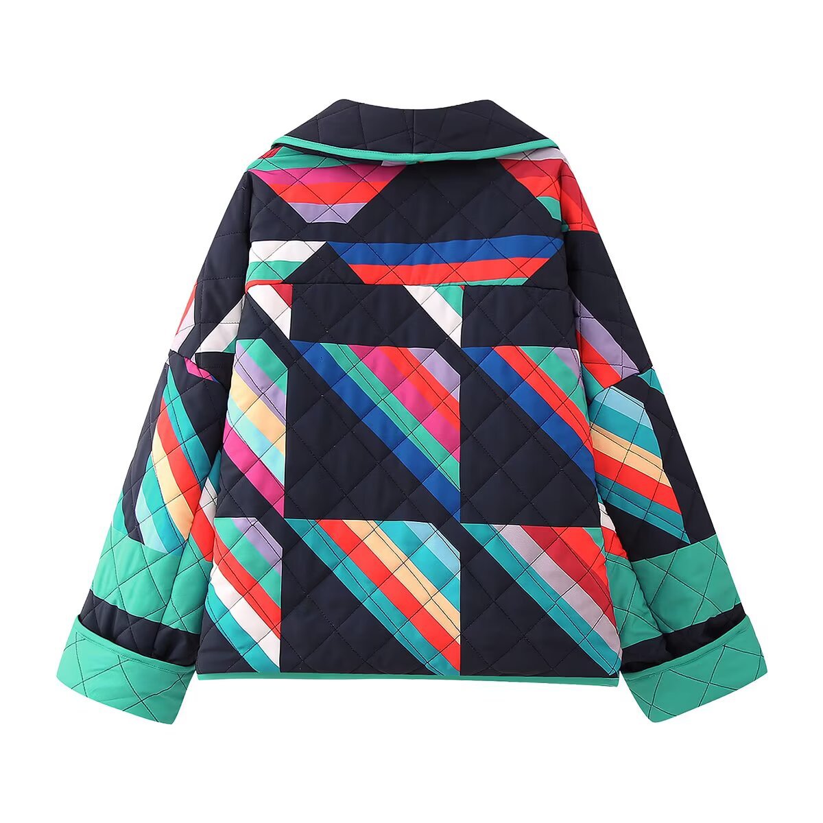 Women's Street Fashion Print Stitching For Coats