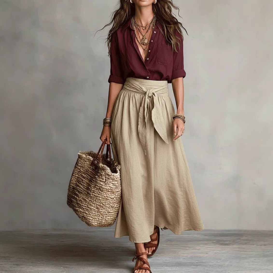 Women's Contrast Color Shirt Two-piece Set Fashion Casual Suit