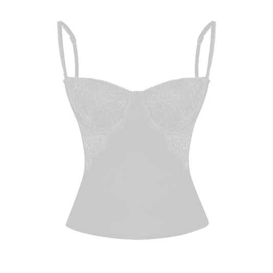 Summer Slim Lace Stitching Hollow Sexy Tops