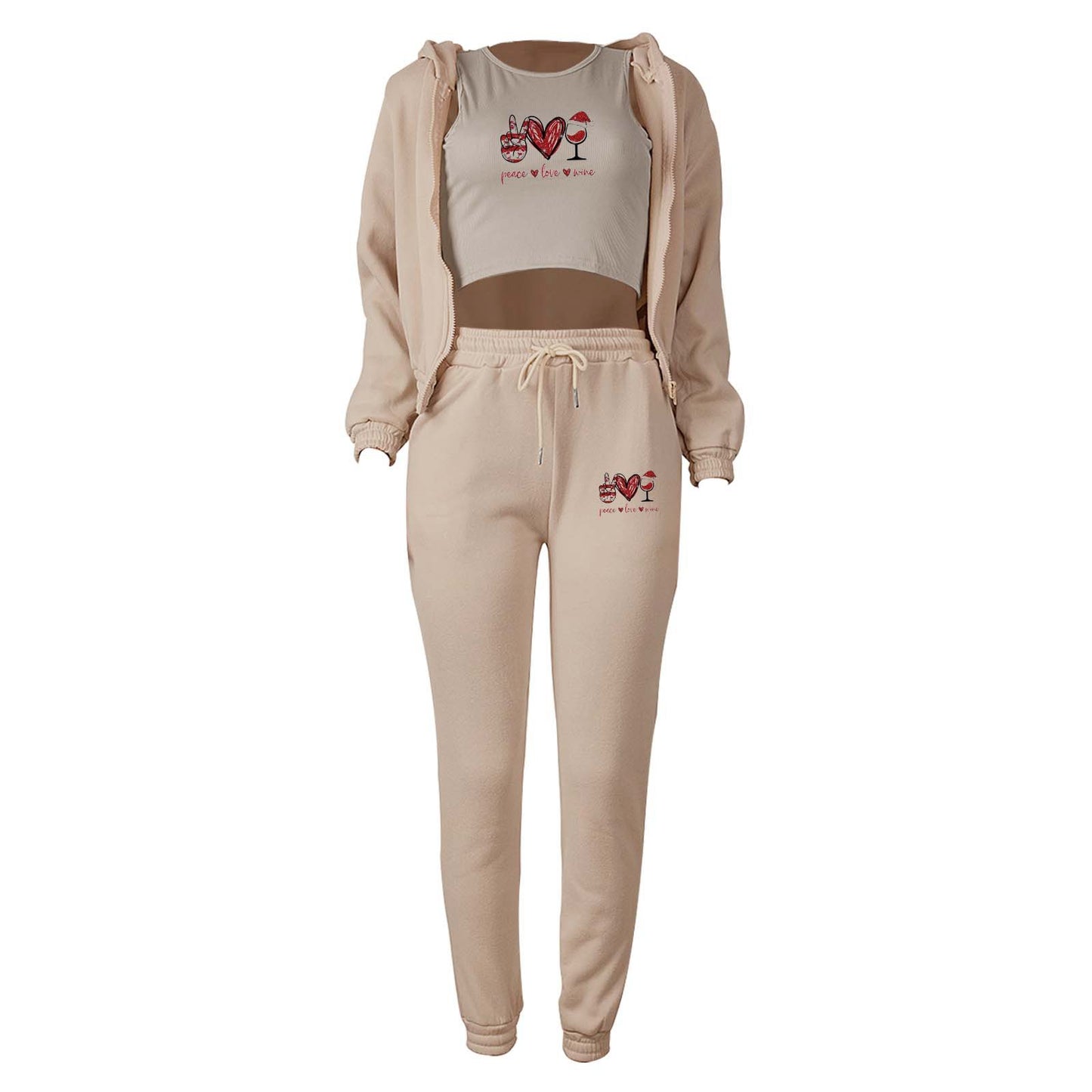 Women's Hoody Letter Printed Hooded Sports Casual Suits