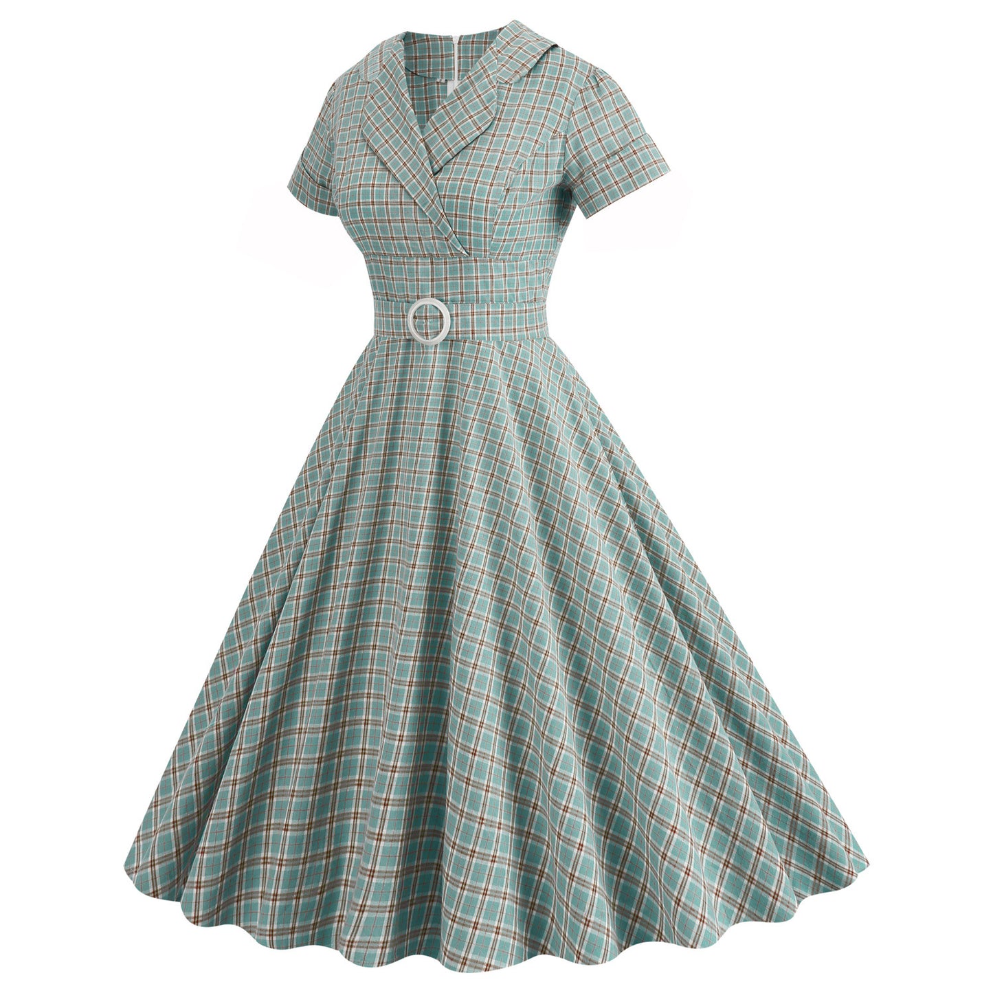 Style British Lattice Collar Sleeve High Dresses