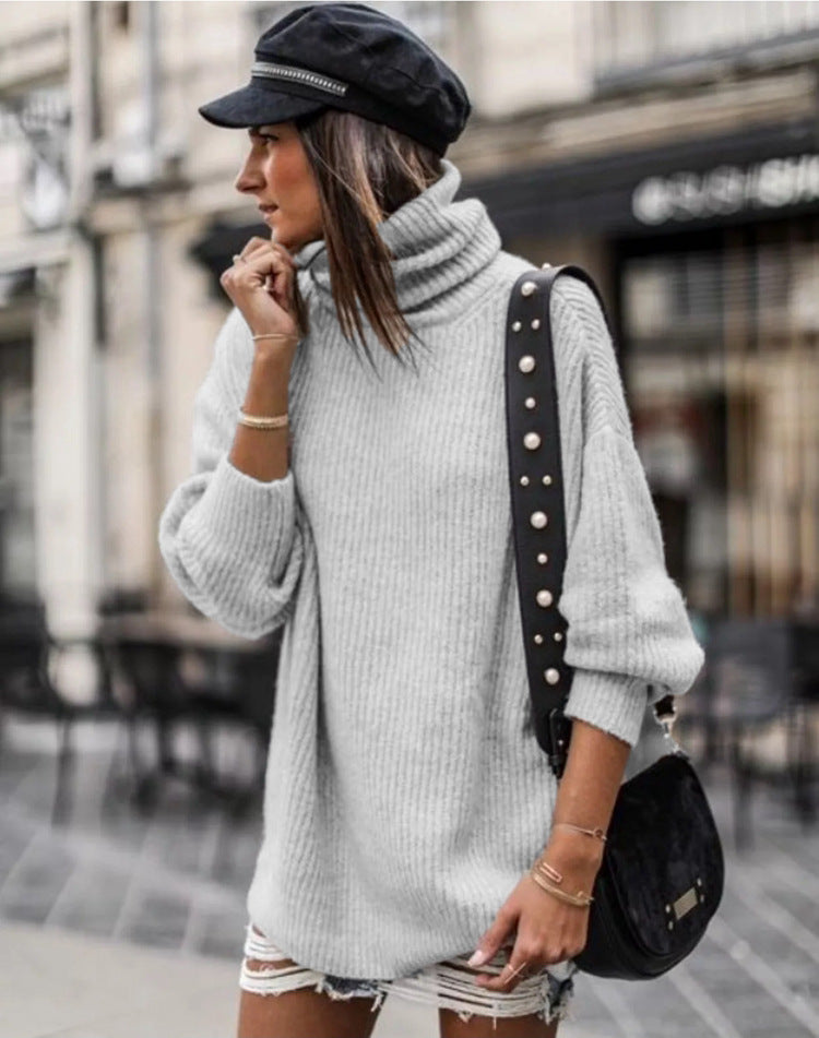 Women's Long Sleeve Solid Color Loose Knit Sweaters
