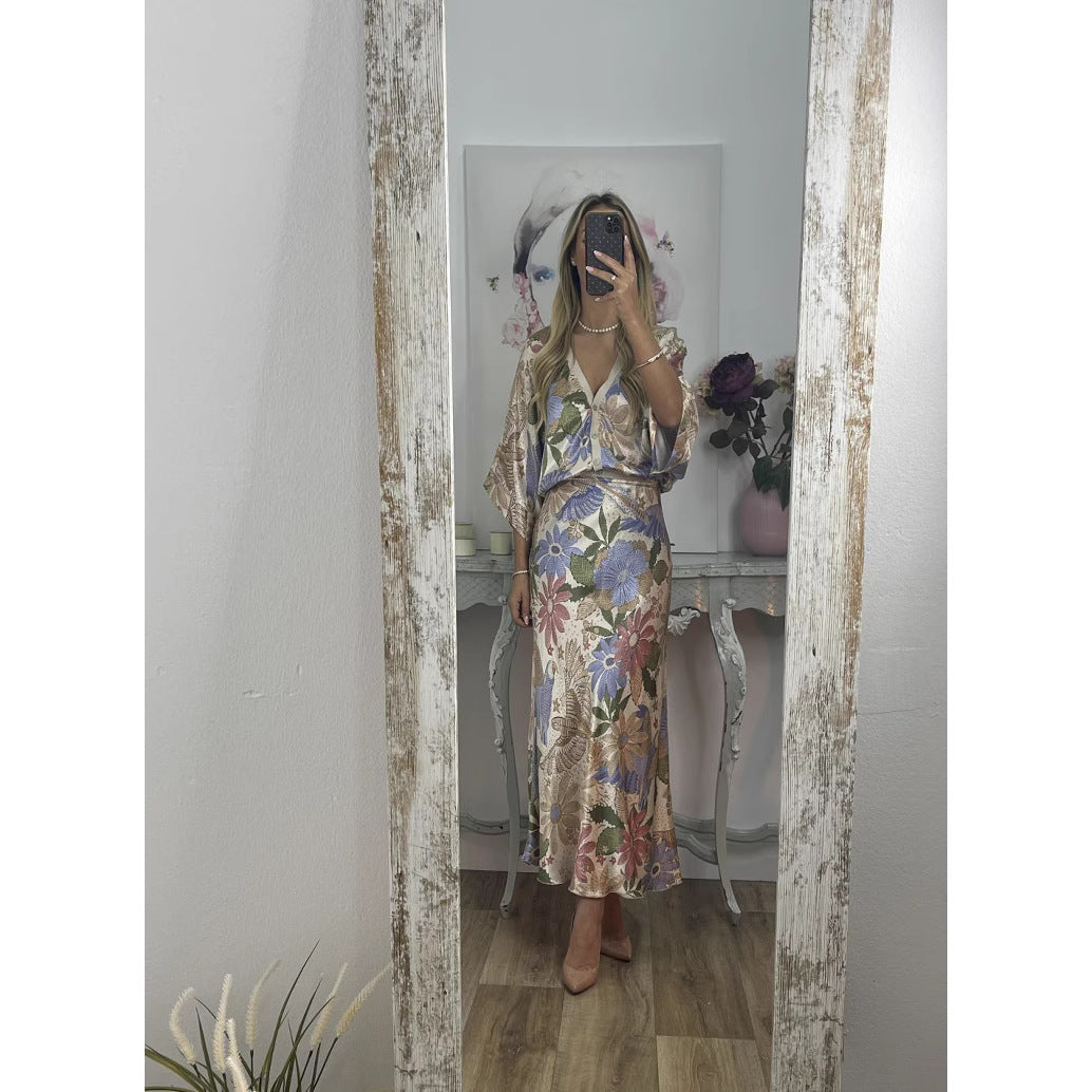 Elegant Home Satin Printed Sleeve Wrapped Suits