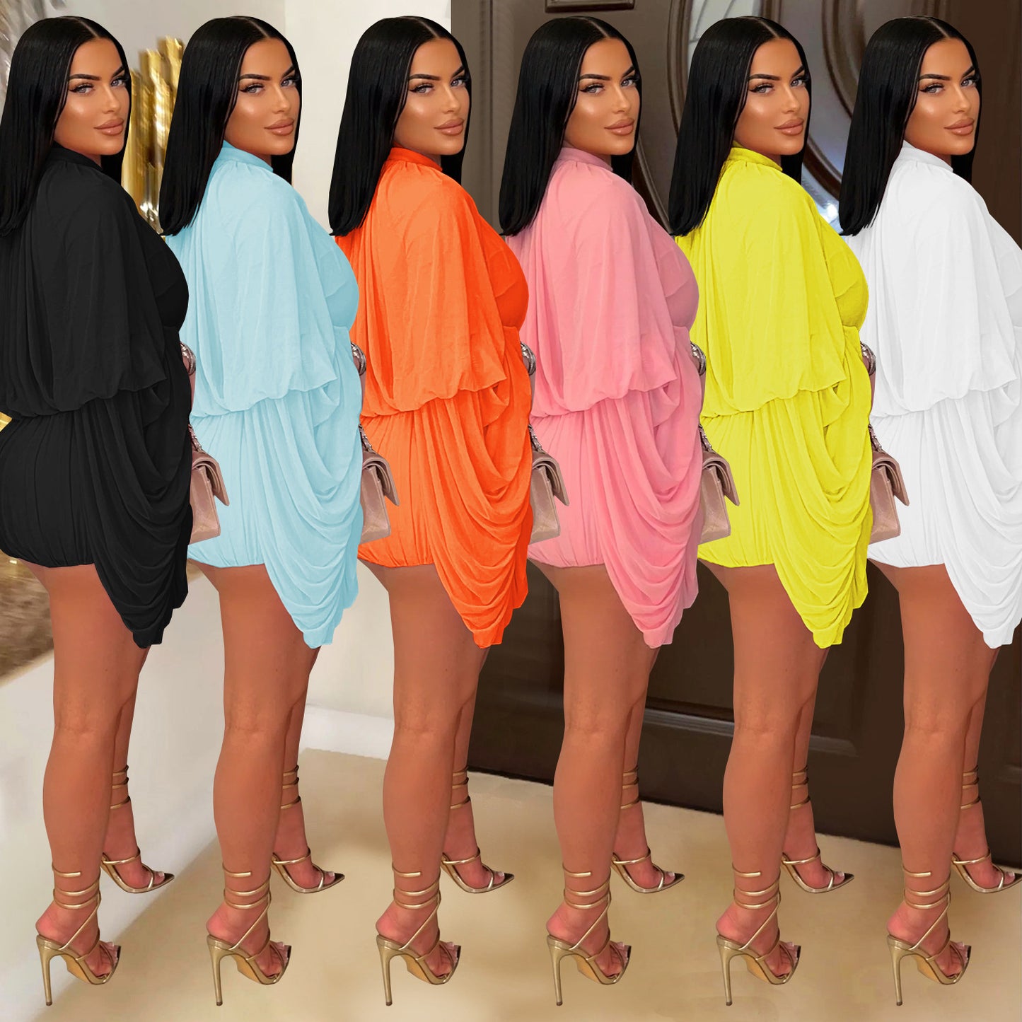 Women's Fashion Wear Casual Pleated Solid Color Suits