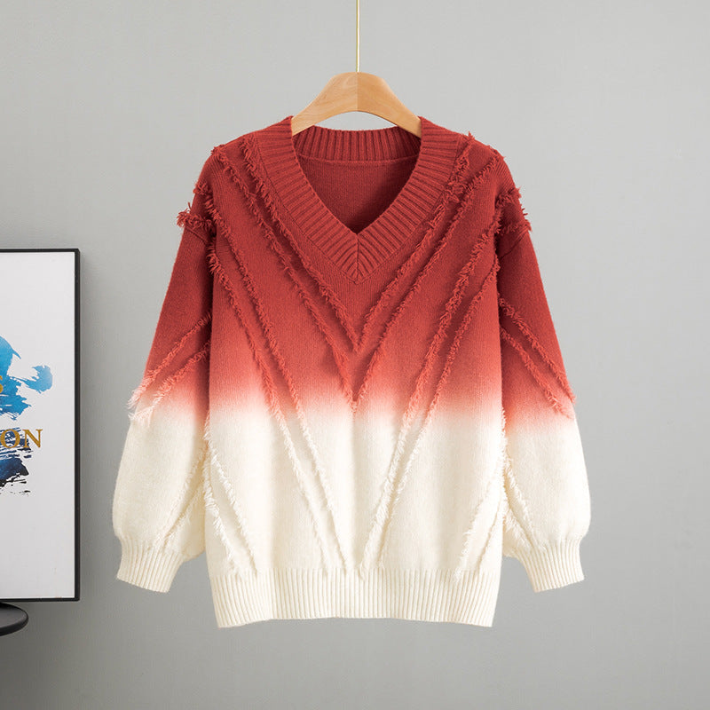 Women's Gradient Idle Style Loose Knitted Tide Women's Sweater