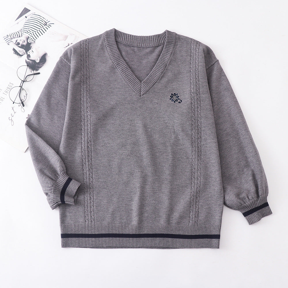 Soft Glutinous Preppy Style Hot For Schools Sense Embroidered Sweaters