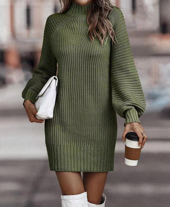 Graceful Innovative Women's Turtleneck Long Sleeve Dress