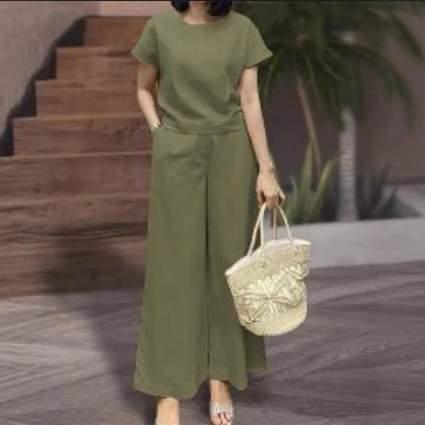 Women's Summer Two-piece Solid Color Loose Label Fashion Casual Suit