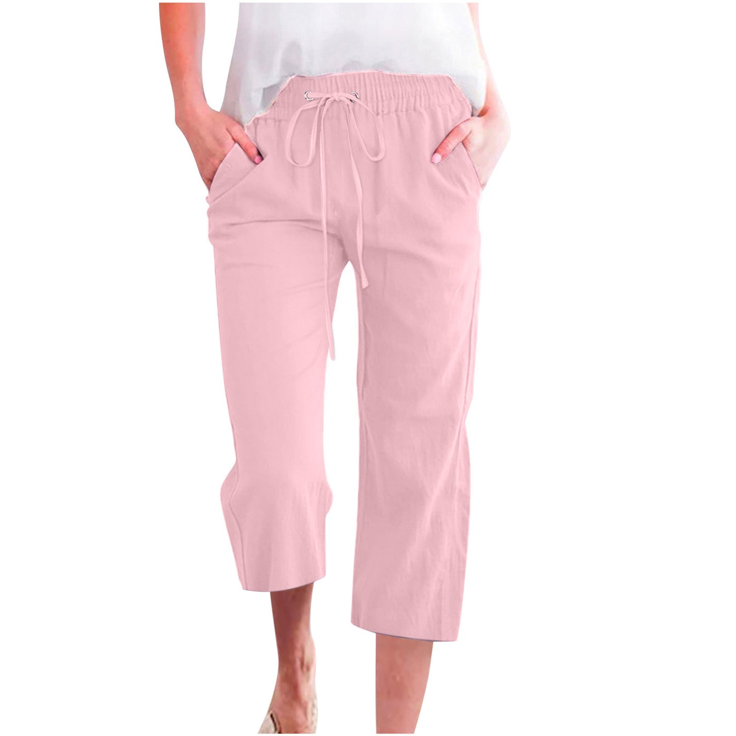 Women's Cotton Linen Casual Loose Straight Pocket Pants