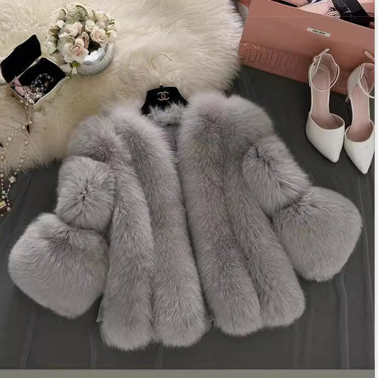 Women's Fur Stitching Integrated Warm Fox Coats