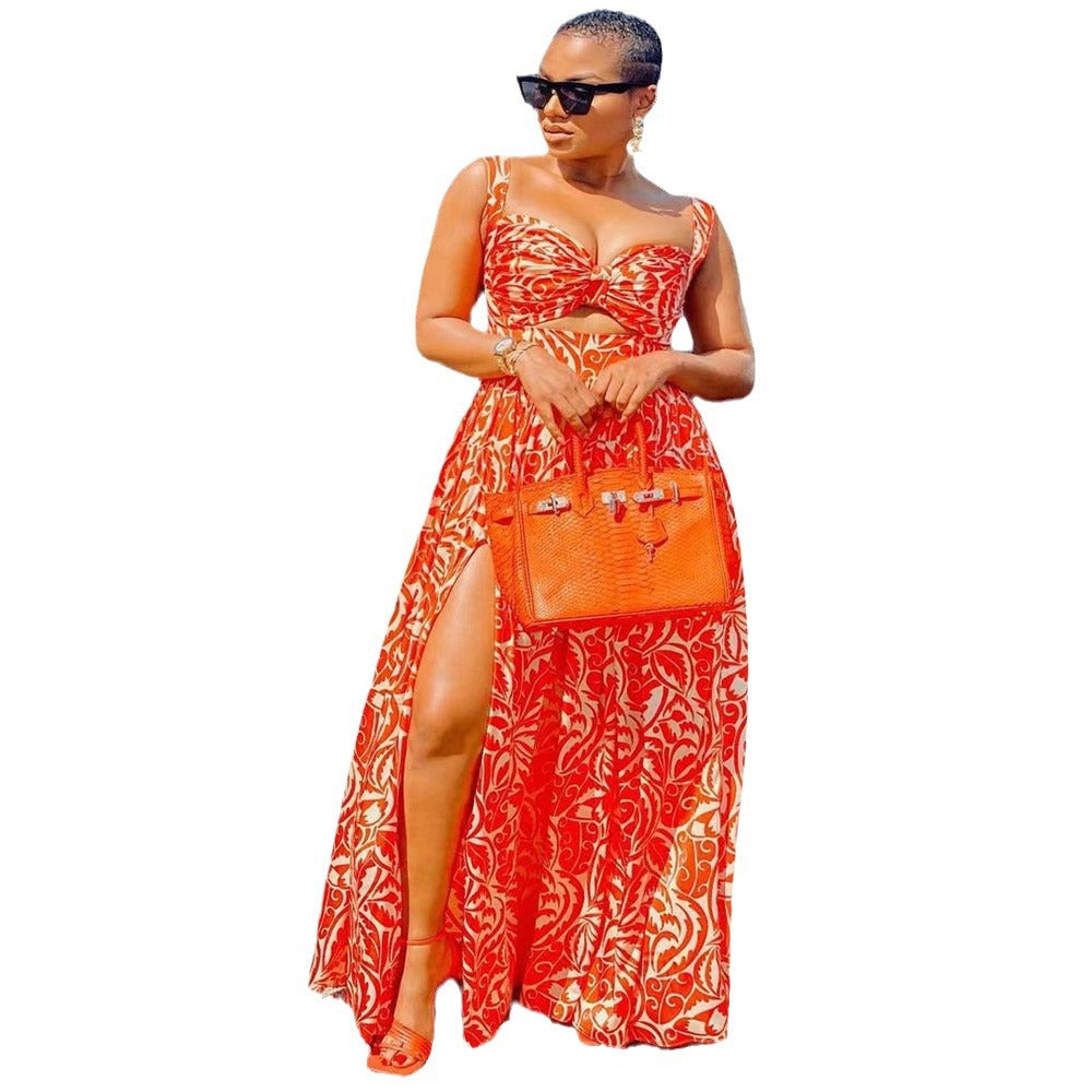 Women's Summer Fashion Sexy Floral Print Split Dress