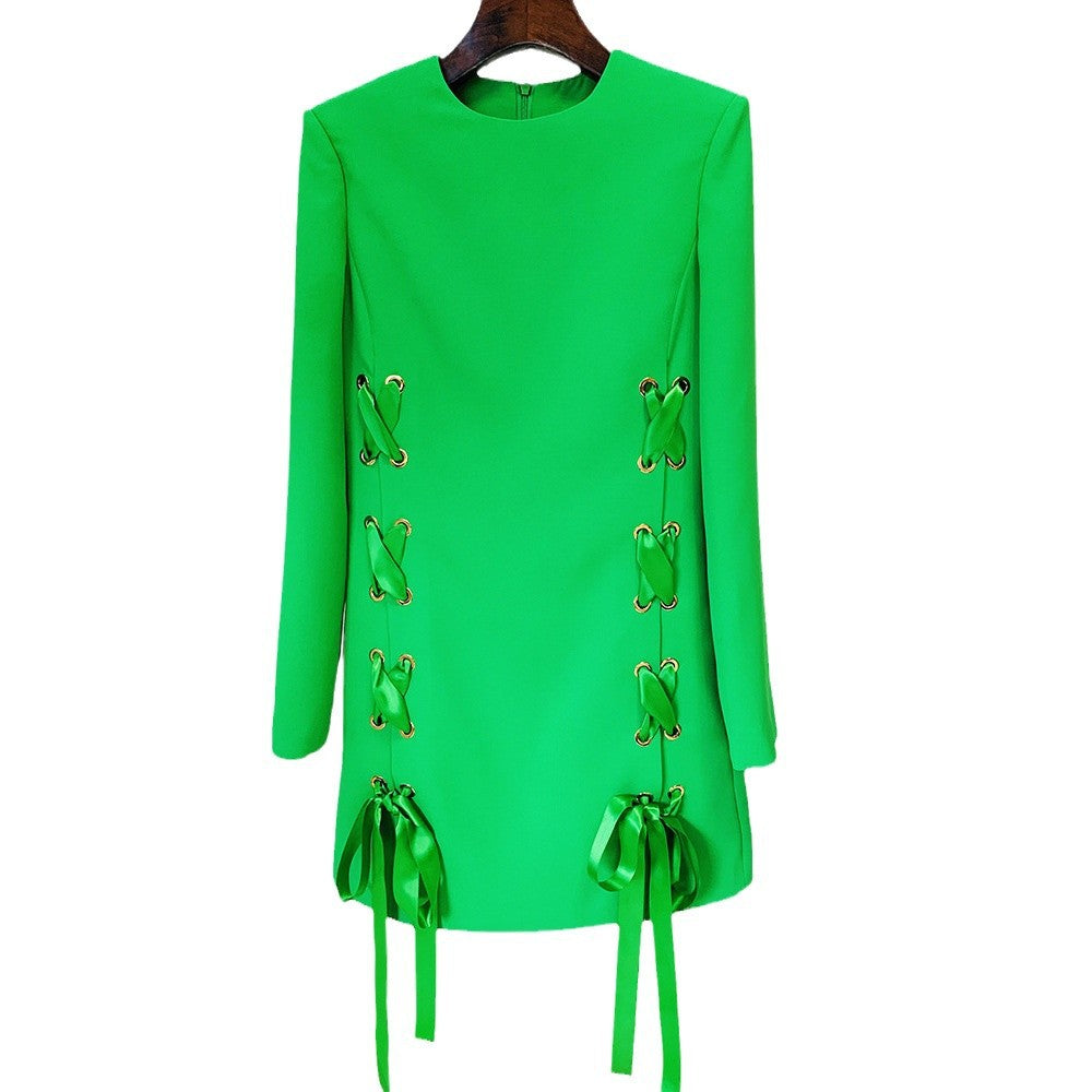 Early Spring Fashion Ribbon Rope Casual Dress
