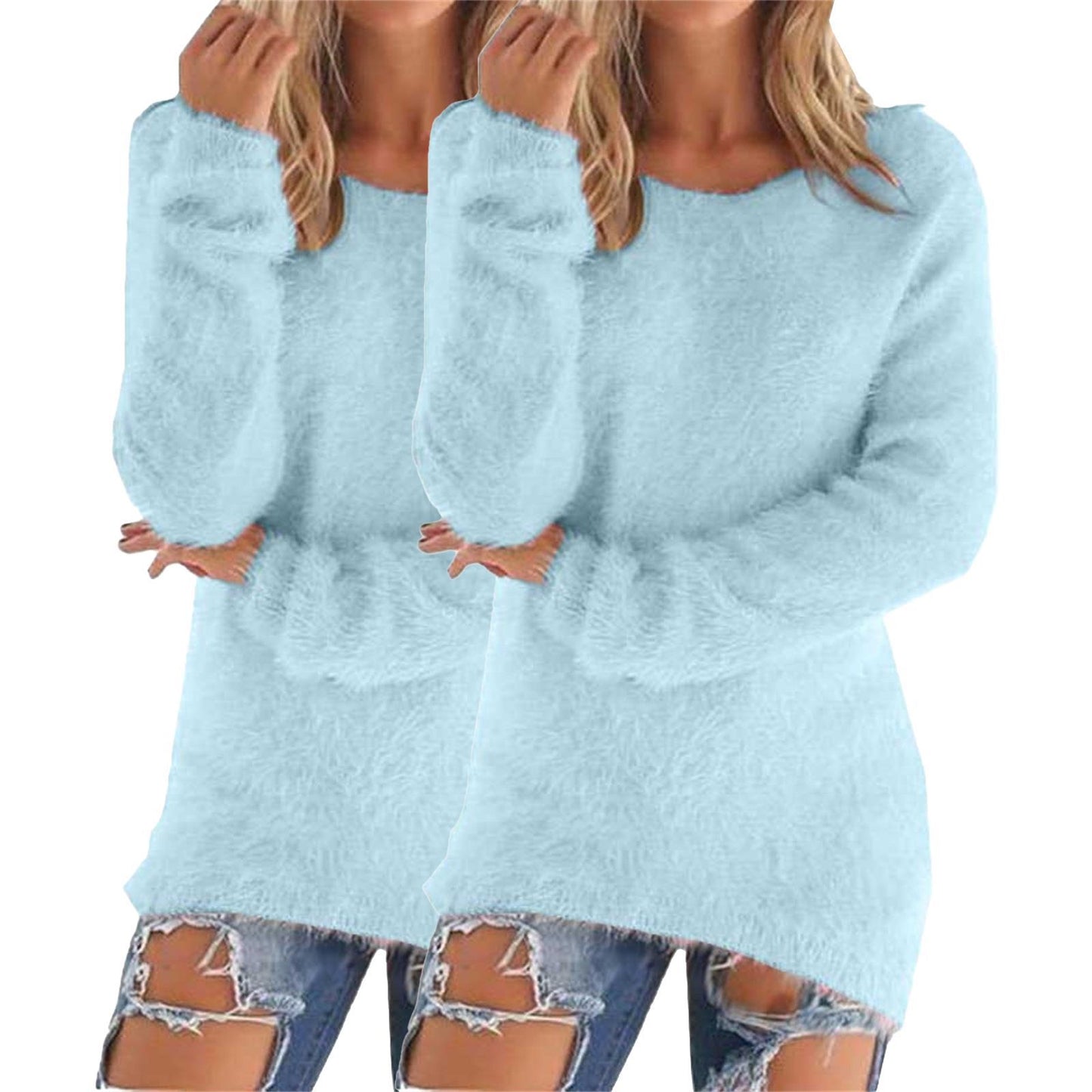 Women's Fashion Wear Winter Round Neck Fleece Sweater