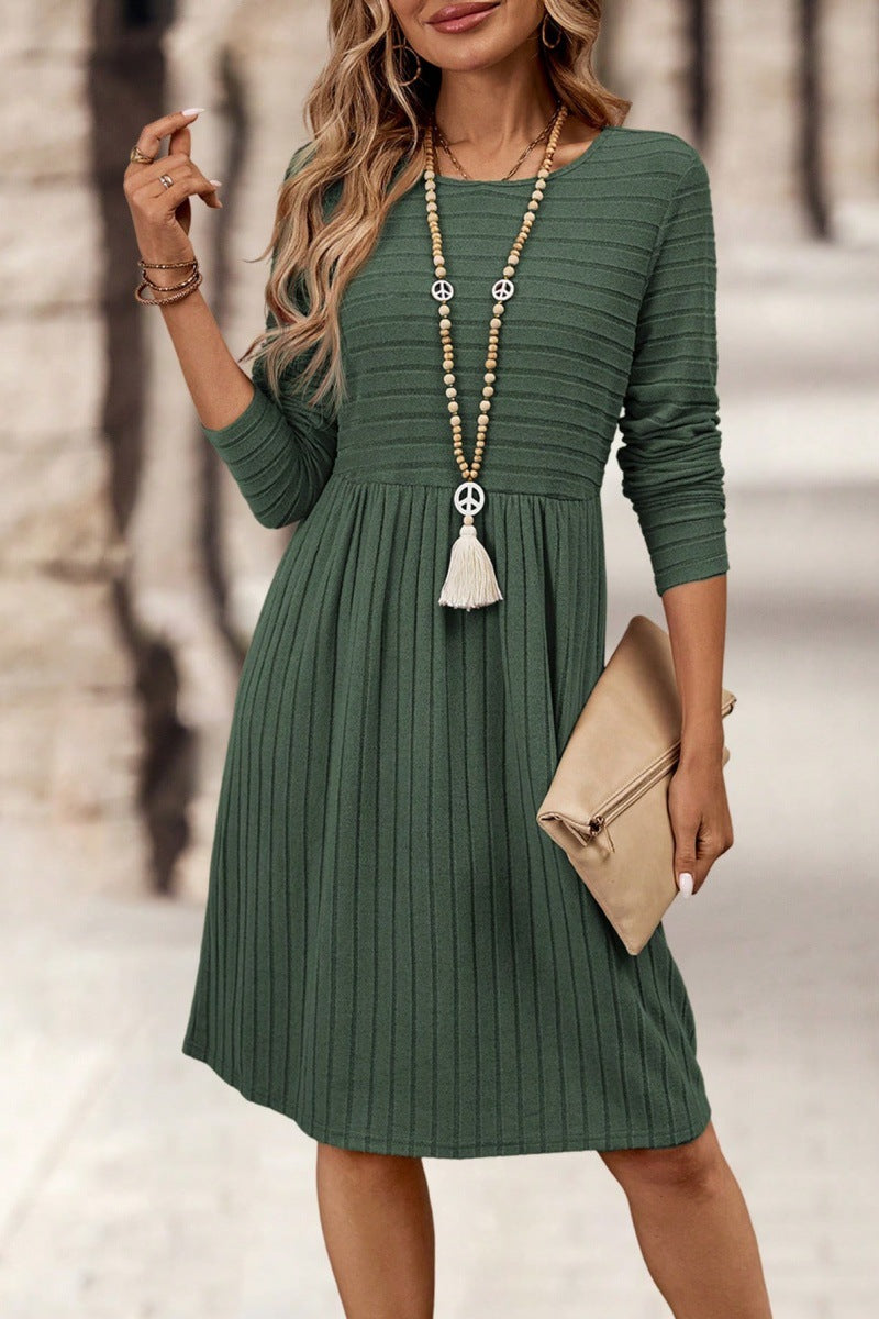 French Style Temperament Casual Round Neck Dress