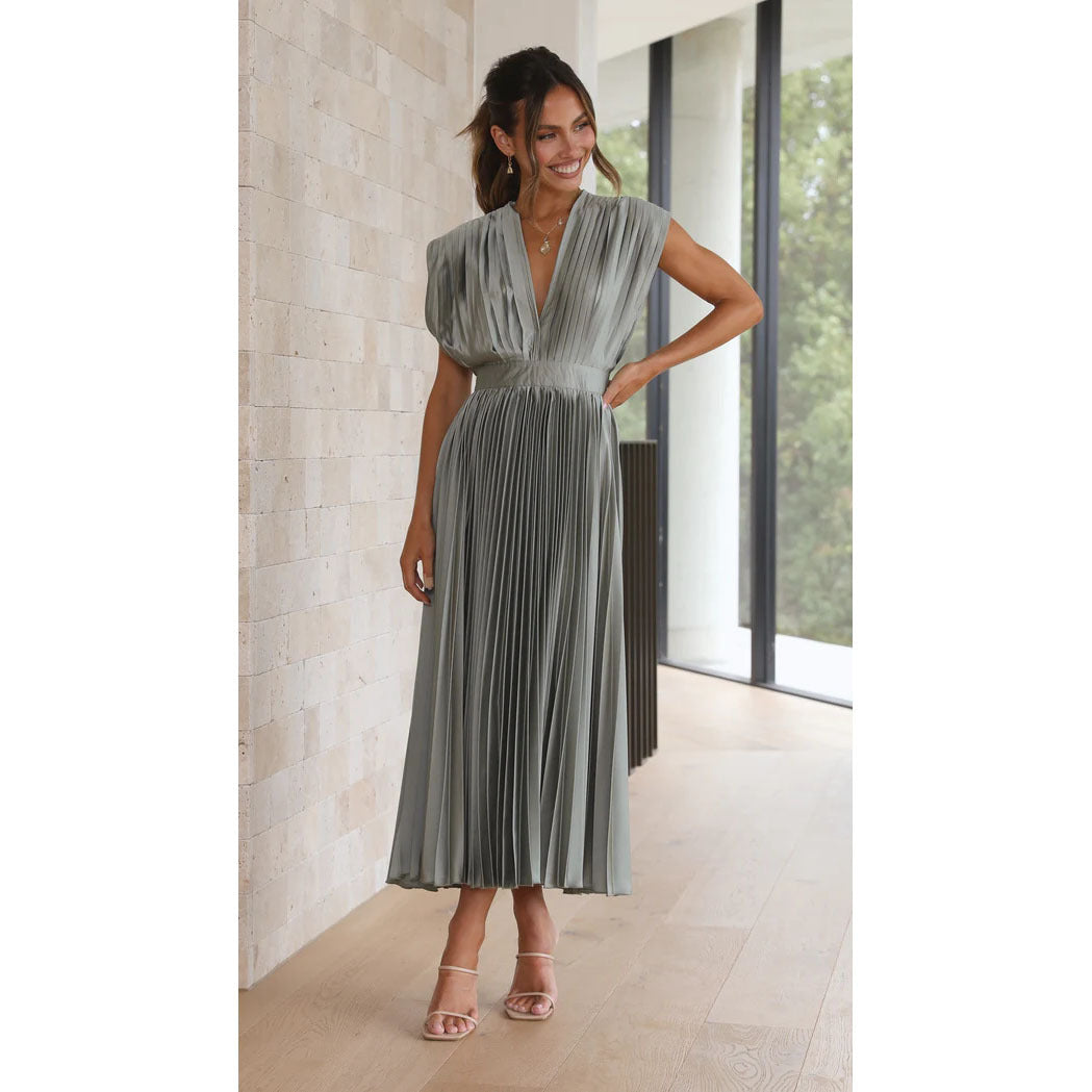 Sexy Pleated Dress Casual Loose Zip Dresses
