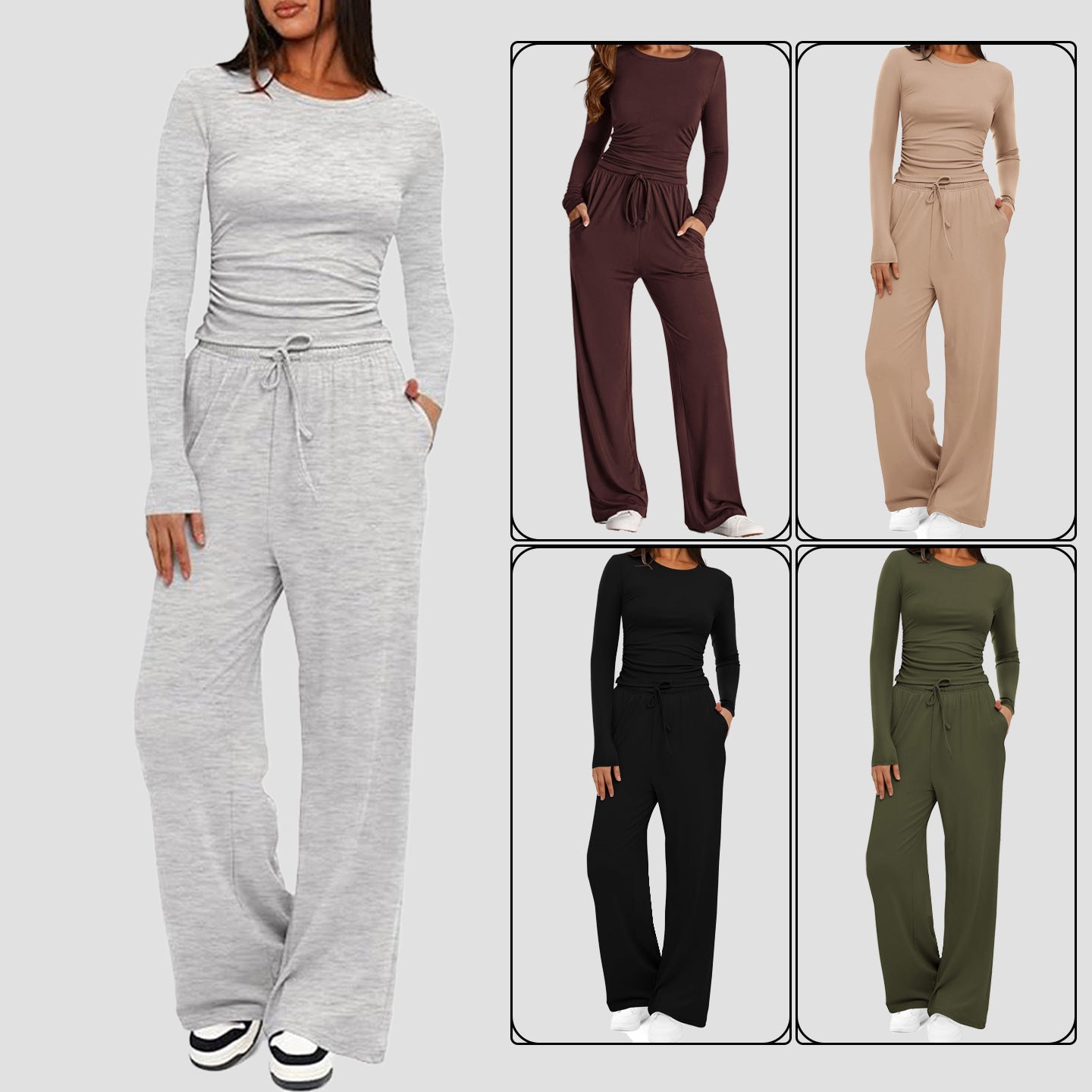 Versatile Women's Long Sleeve Solid Color Fashion Casual Suit