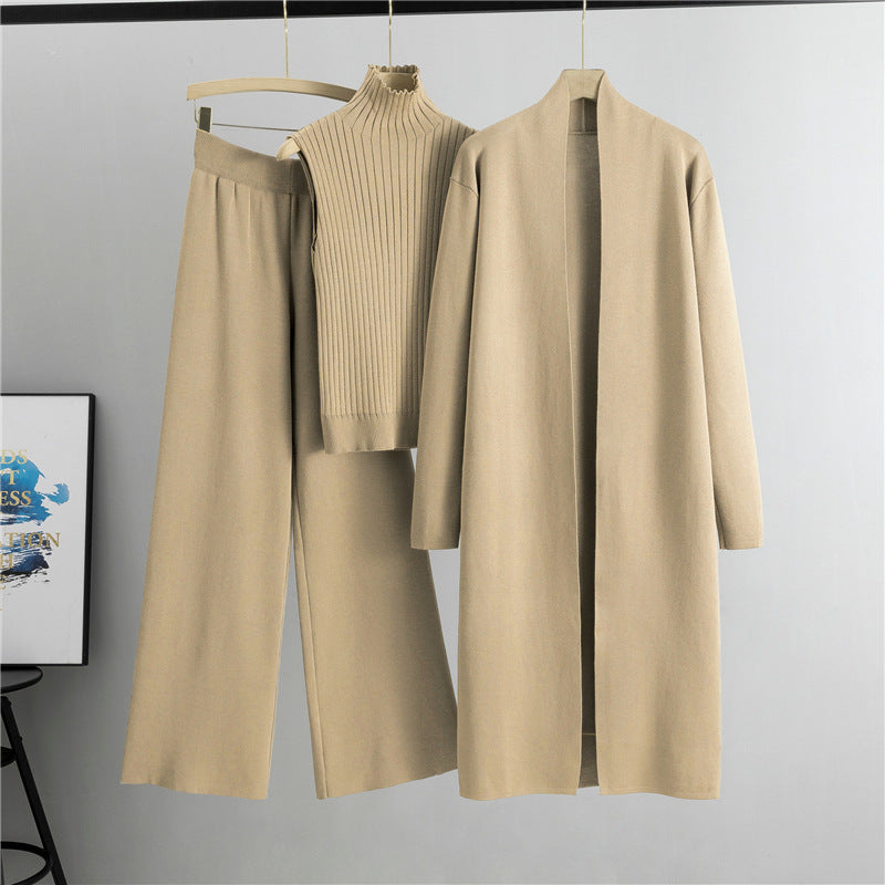 Lazy Temperament Knitting Sleeveless Three-piece Set Fashion Casual Suit