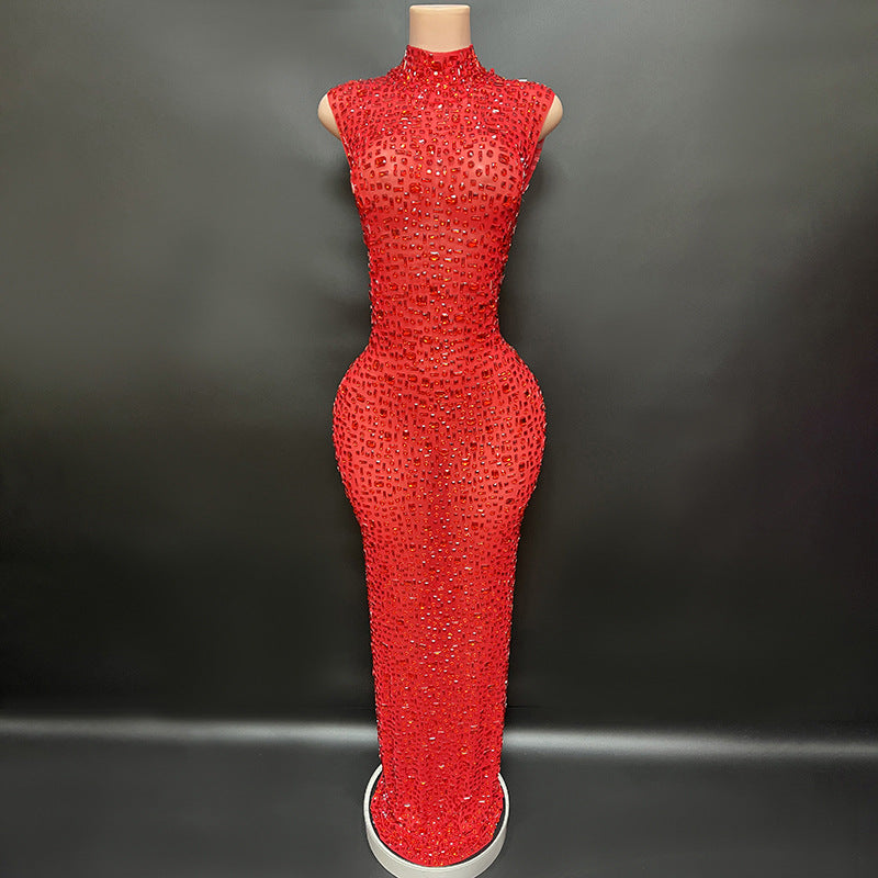 Bride Diamond Long Prom Bridal Gown Evening Dresses