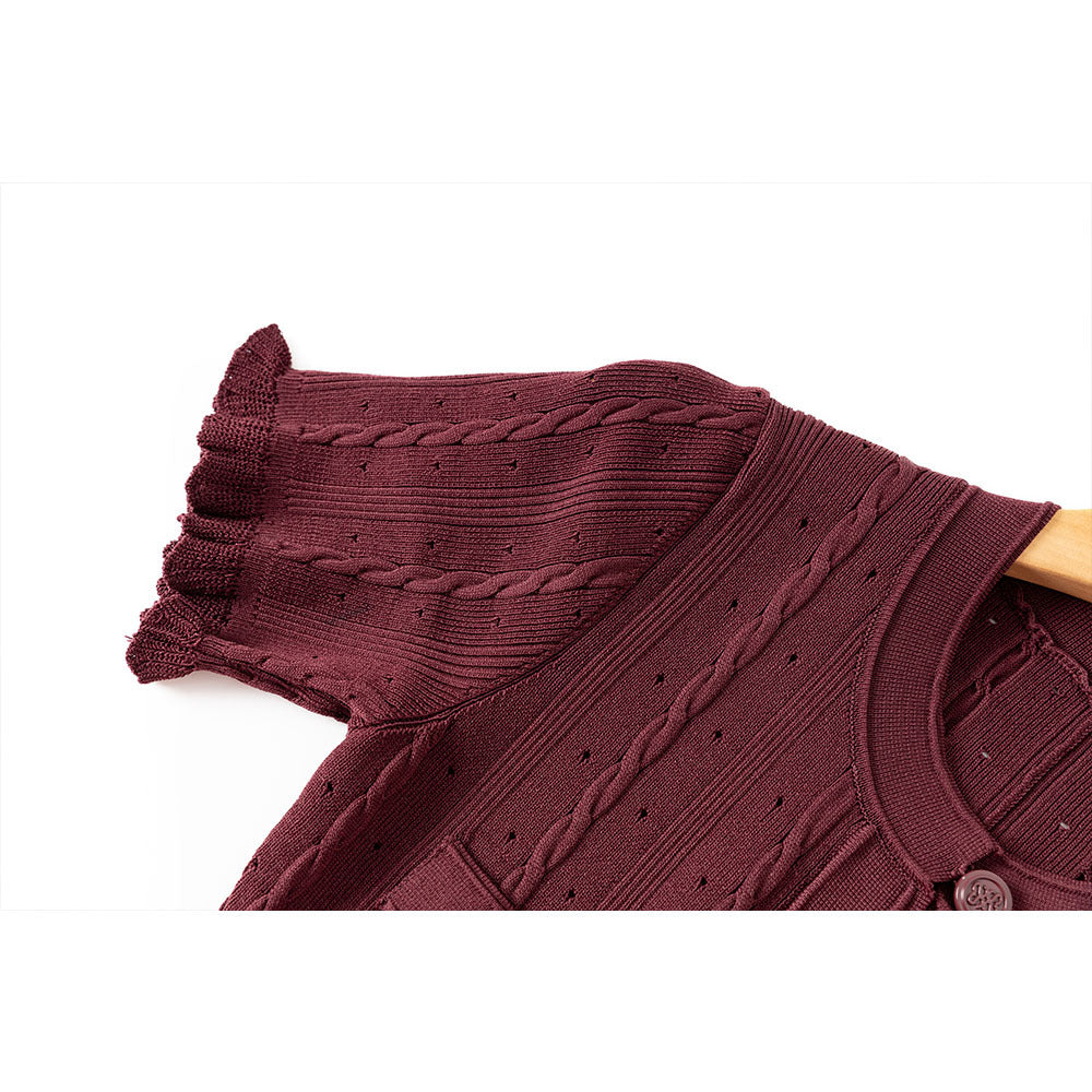 High Quality French Style Temperament Sleeve Hollow Thread Dresses