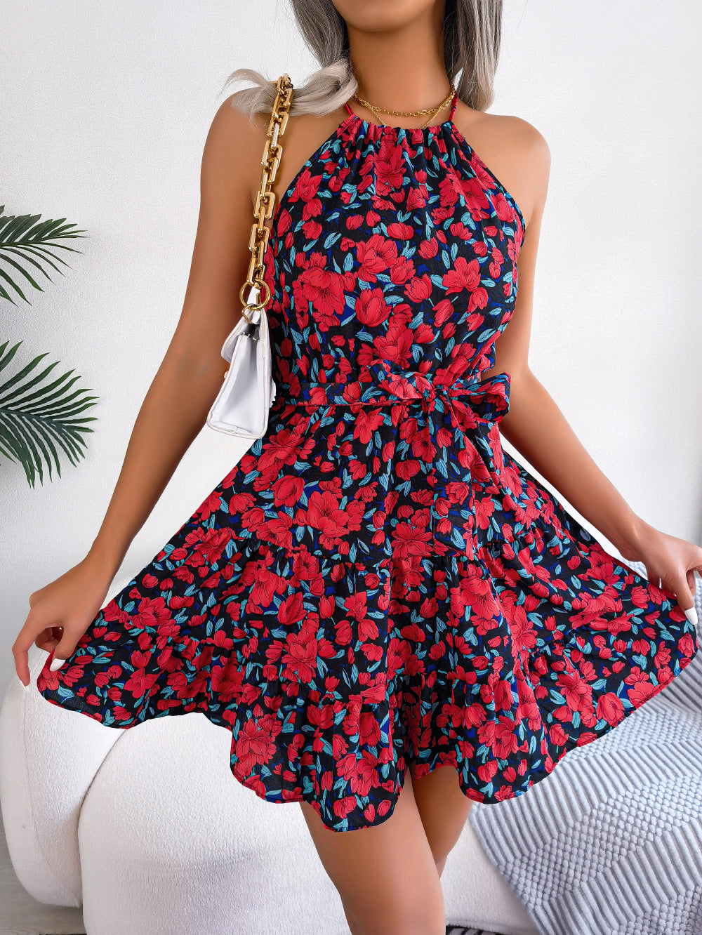 Women's Style Casual Ruffled Large Swing Floral Skirts