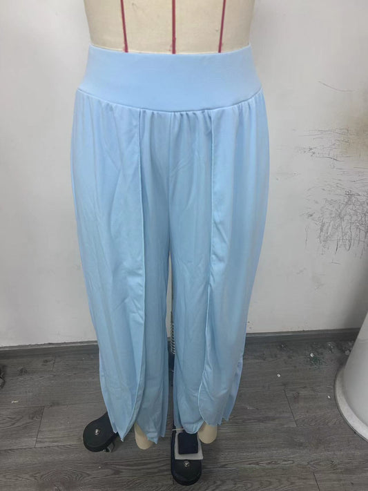 Slimming High Waist Slit Trousers Loose Pants