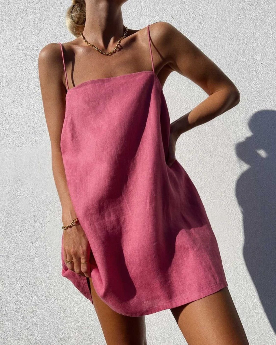 Women's Cotton Linen Style Comfortable Holiday Dress Dresses