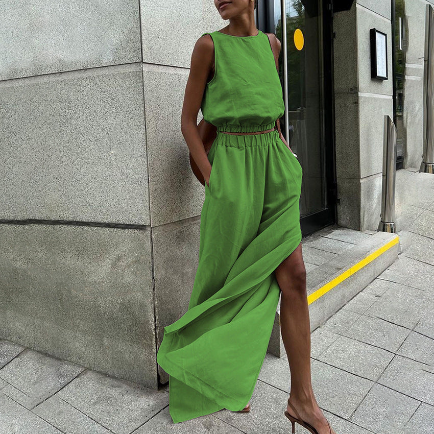 Women's Autumn Cotton Linen High-grade Sleeveless Ramie Suits