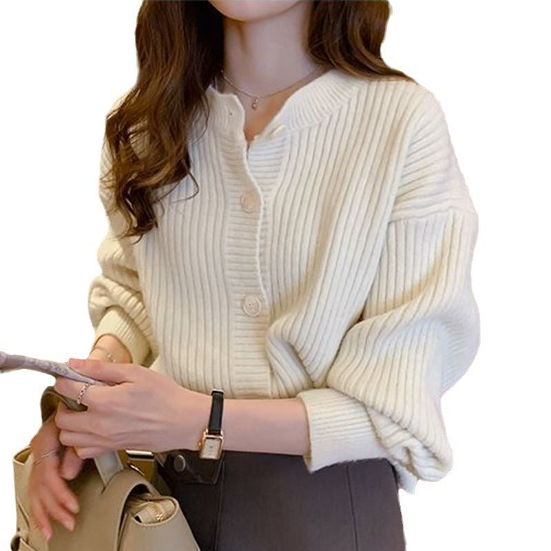 Women's Korean Style Idle Outer Wear Loose Round Neck Knitted Inner Cardigans