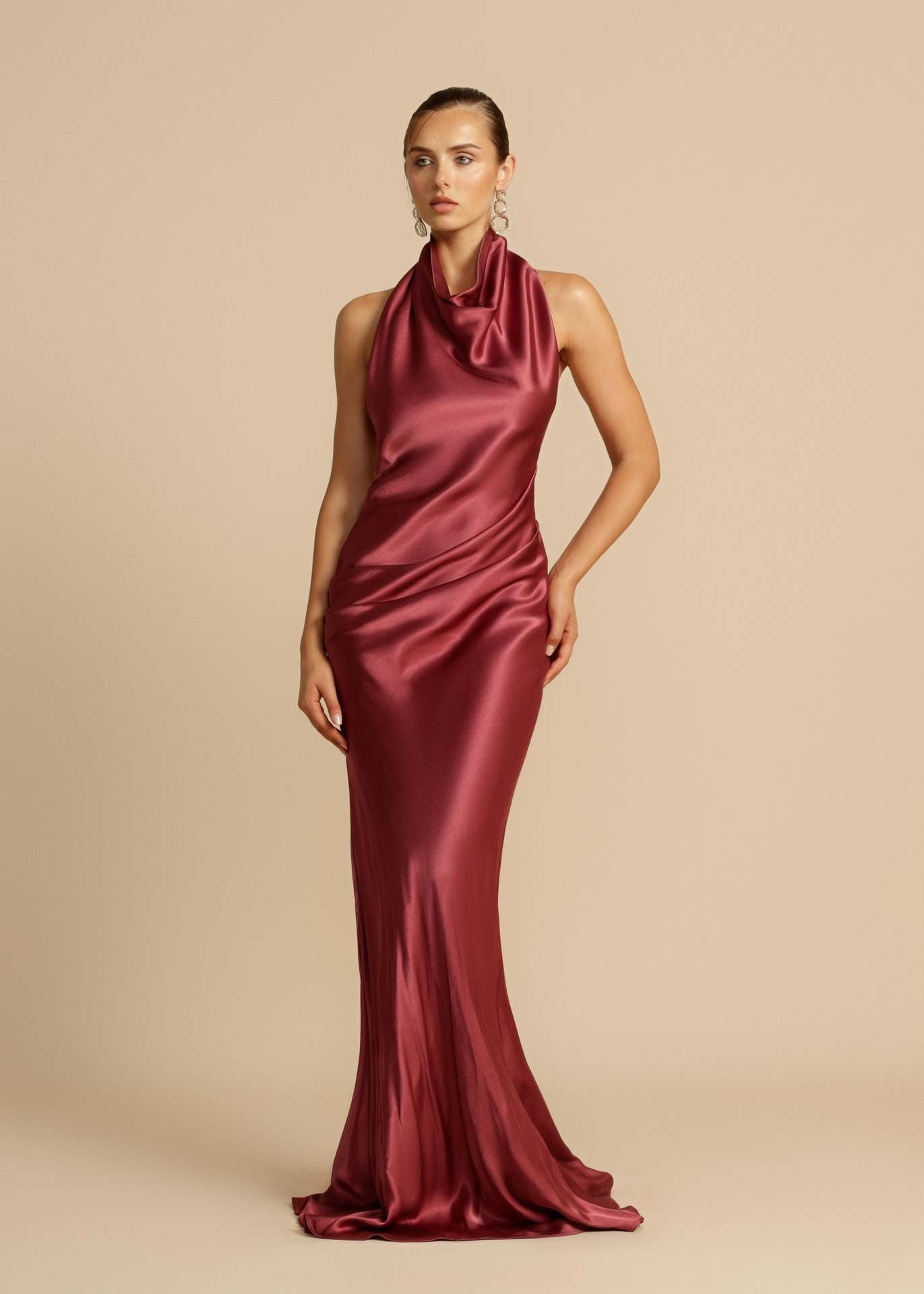 Women's Sexy Elegant Dress Pure Color Halter Dresses