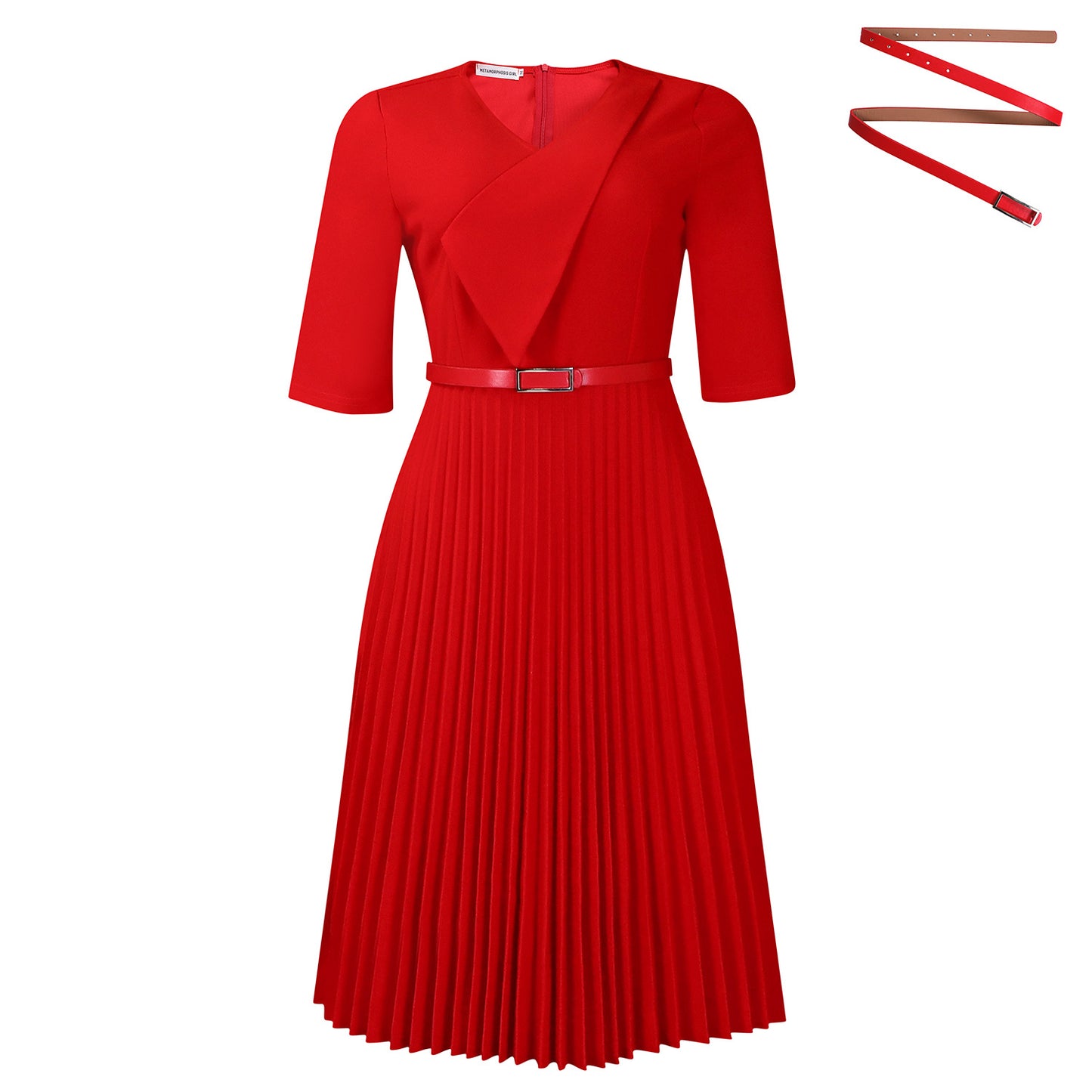 Women's Summer Fashion Temperament Solid Color Pleated Plus Size