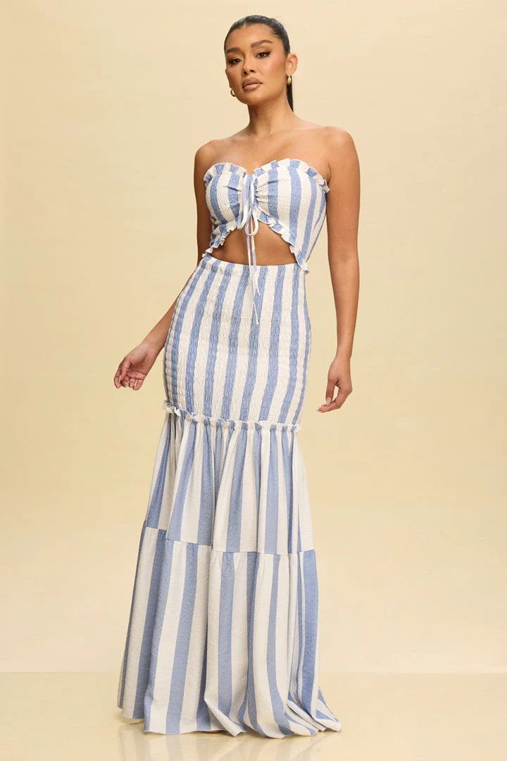 Women's Fashion Wear Printed Tube Cinched Dress Dresses