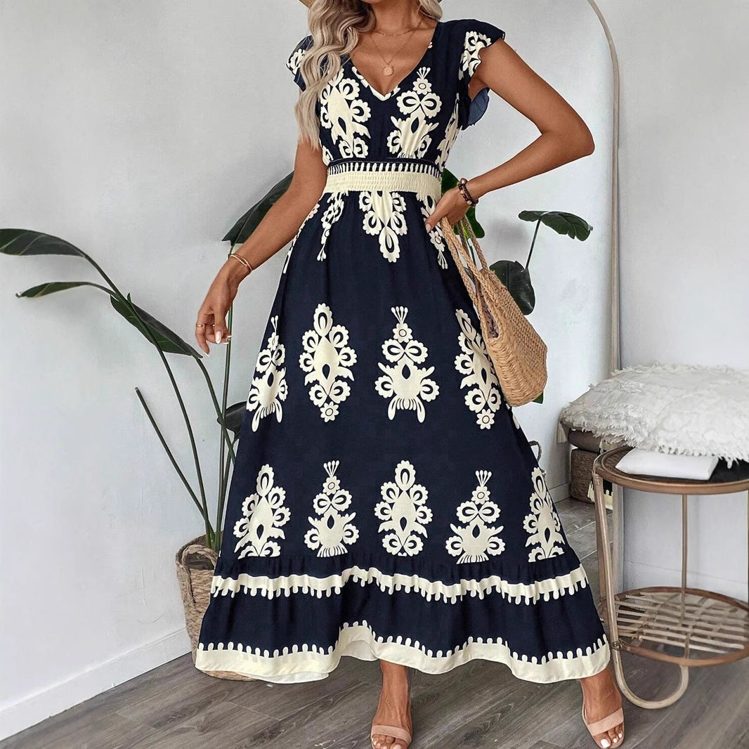 Women's High-grade French Long Fashionable Printed Dress