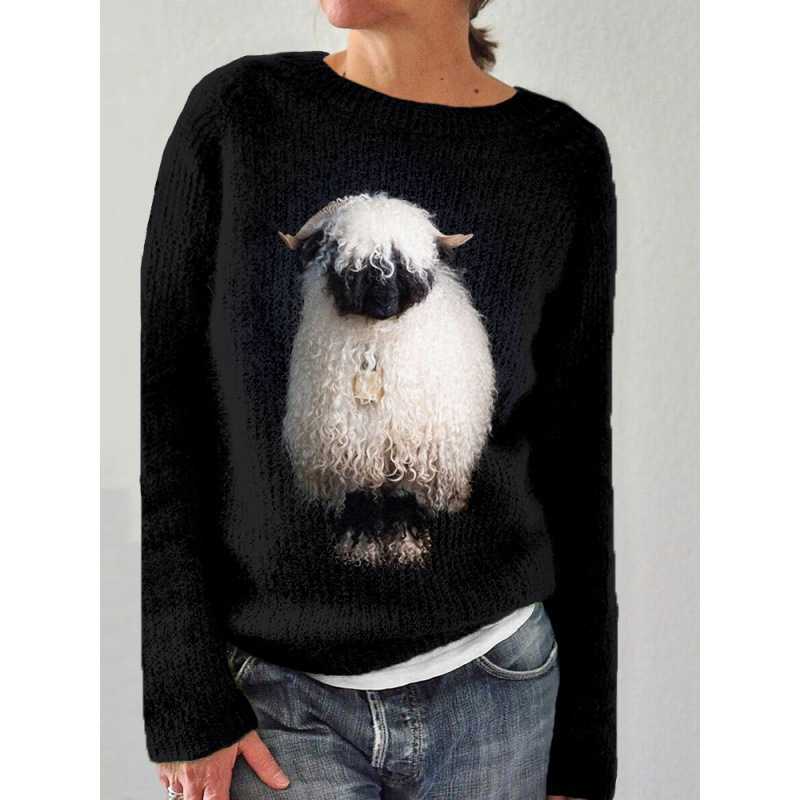 Women's Pattern Pullover Casual Loose Long Sleeve Women's Sweater