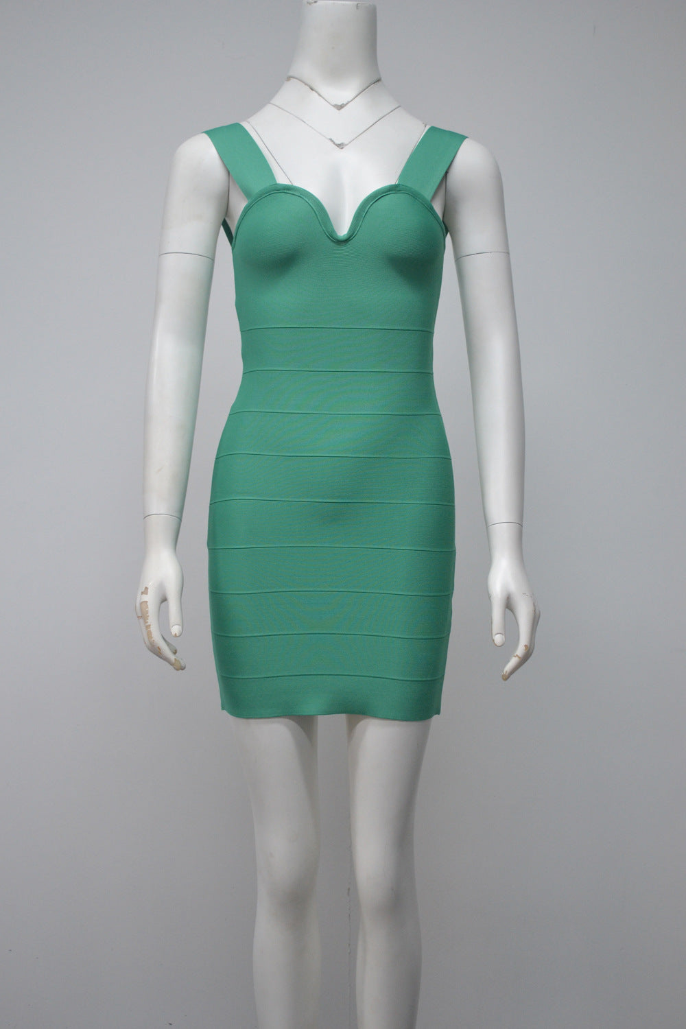 Women's Green Suspenders Bandage Sleeveless Sexy Sheath Party Dress