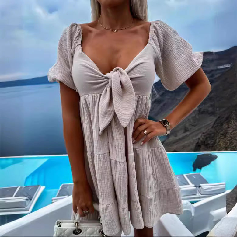 Elegant Glamorous Summer Fashion Tied Sleeve Shorts