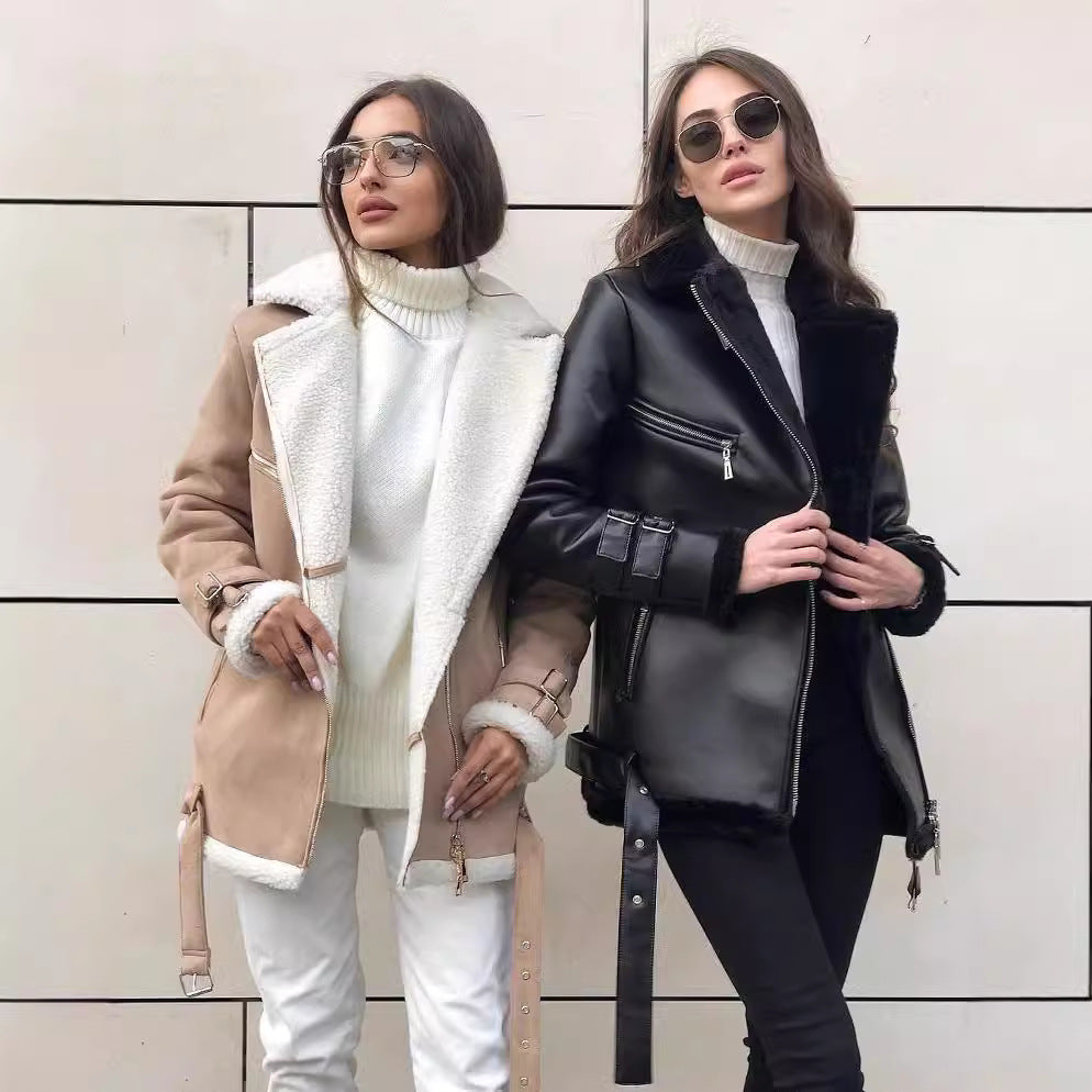 Women's Lapel Zipper Fashion Wear Long Sleeve Coats