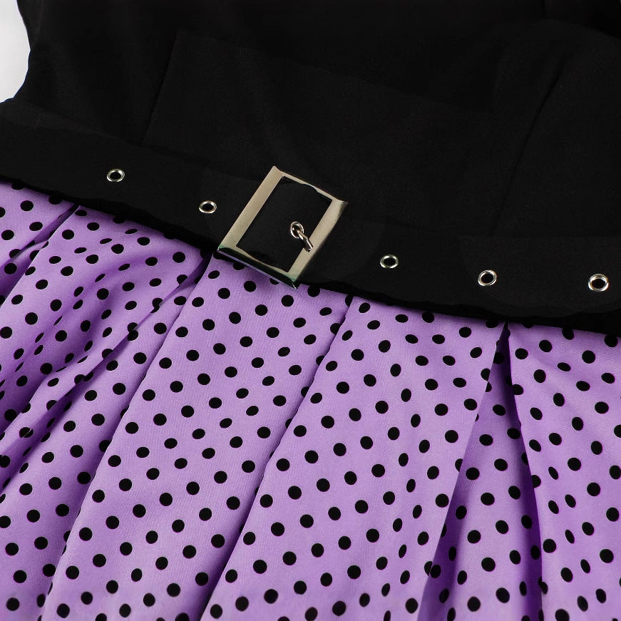 Retro Party Court Polka Dot Stitching Dresses