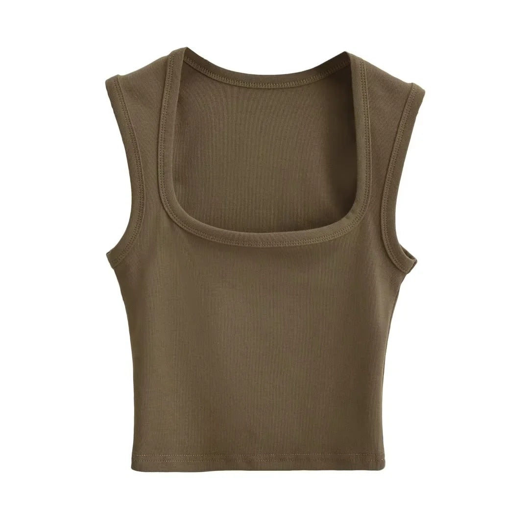 Women's Summer Sexy Deep Square Collar Tight-fitting Tops