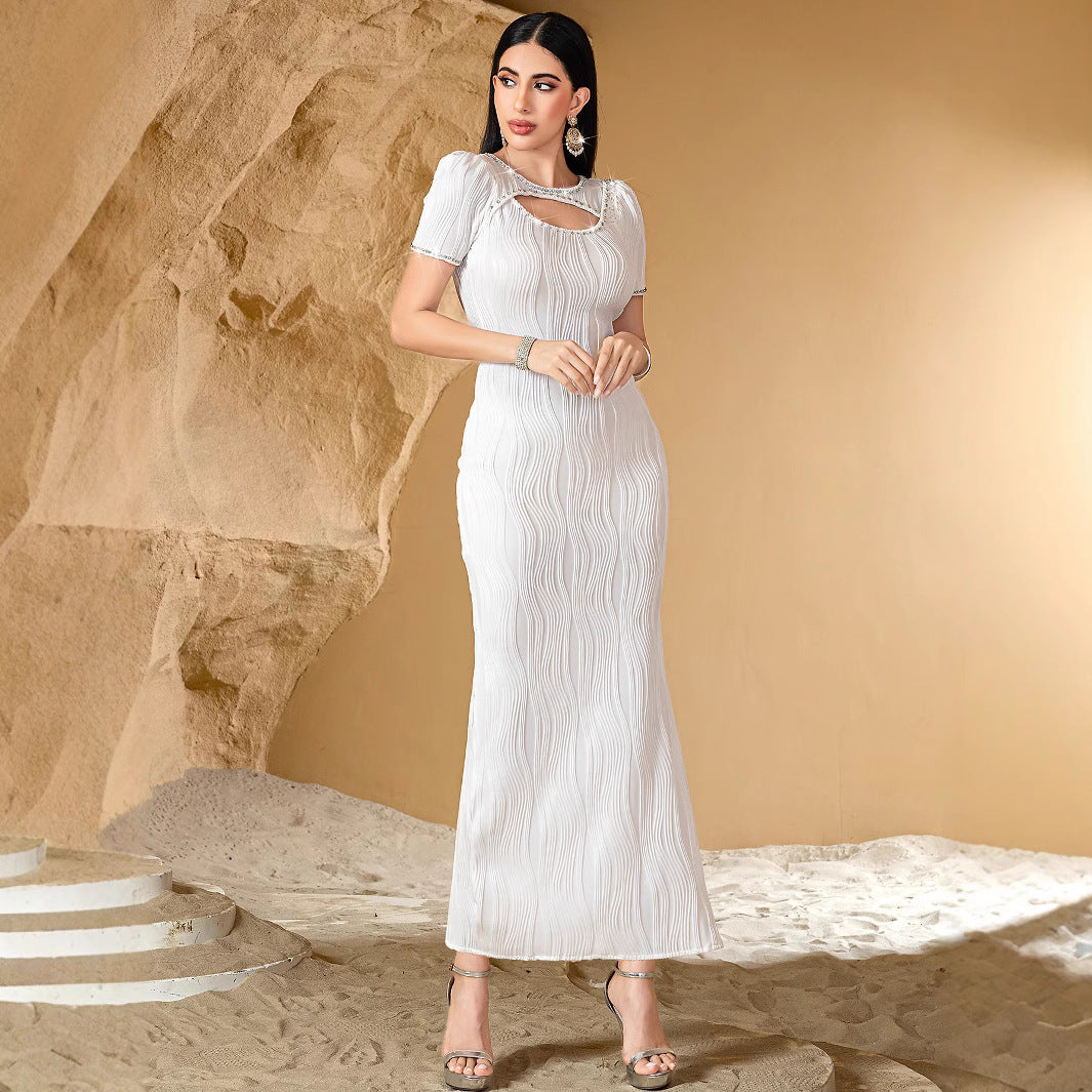 Tight White Texture Sexy Dress Fashion Dresses