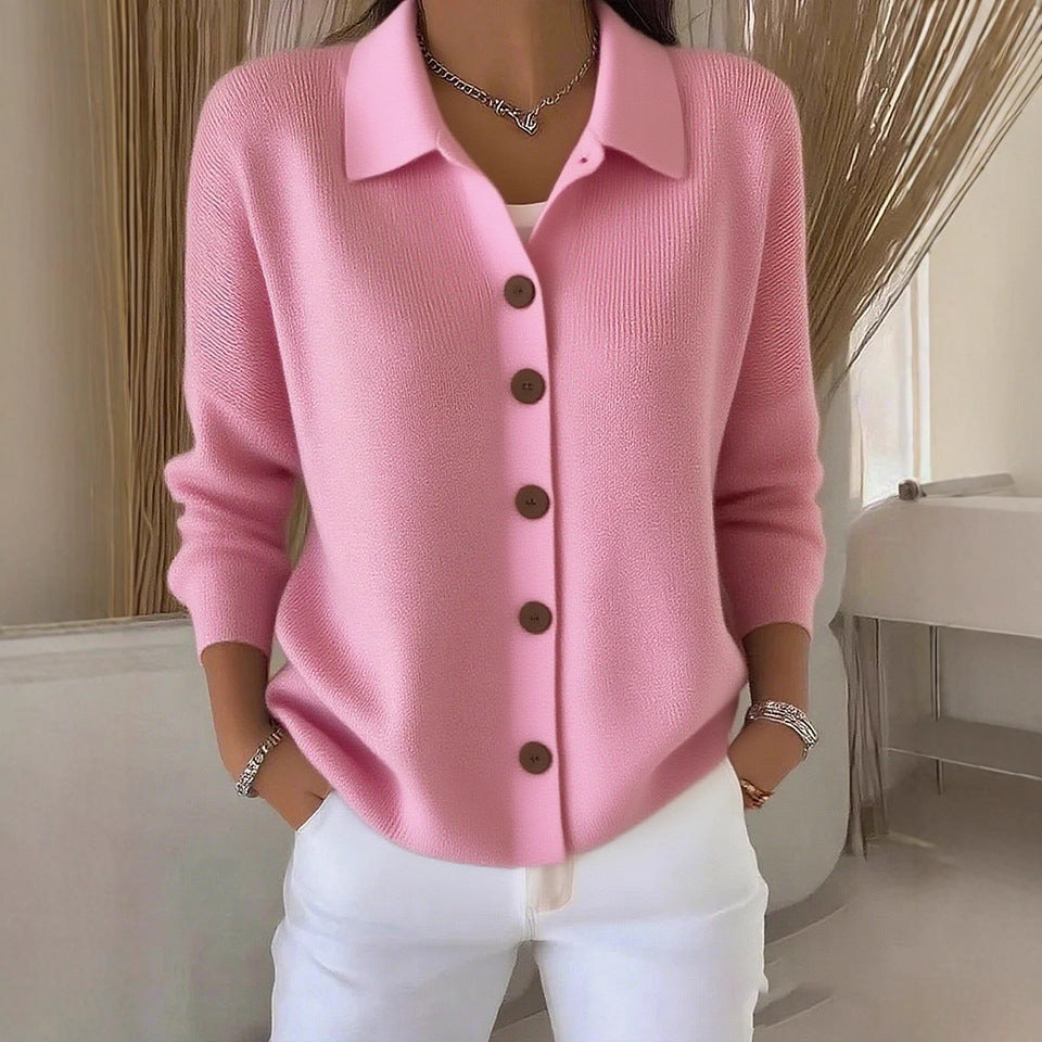 Women's Knitted Button Solid Color Casual Fashion Sweater
