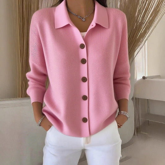 Women's Knitted Button Solid Color Casual Fashion Sweater