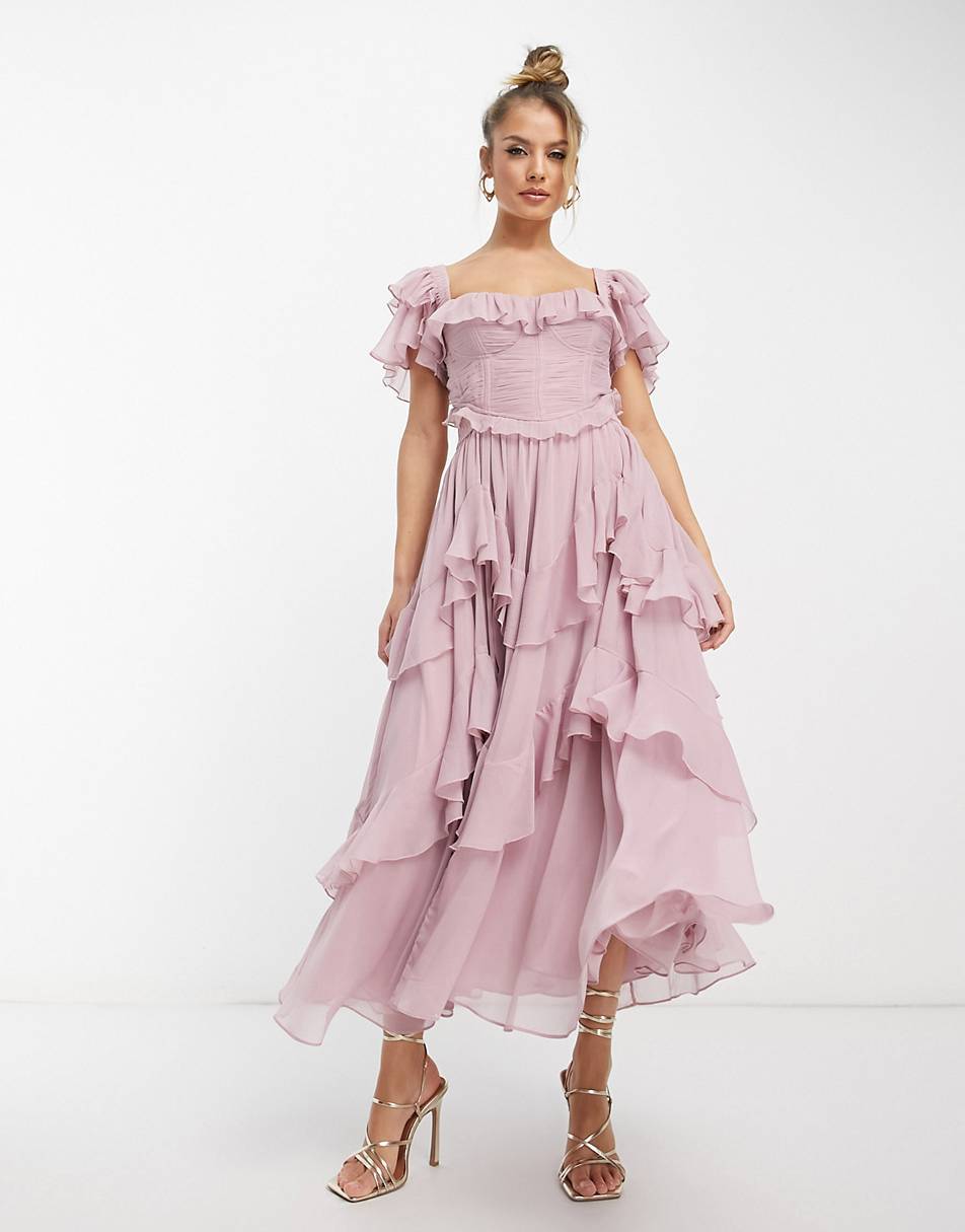 Dress Holiday Lace Backless Cake Ruffled Dresses