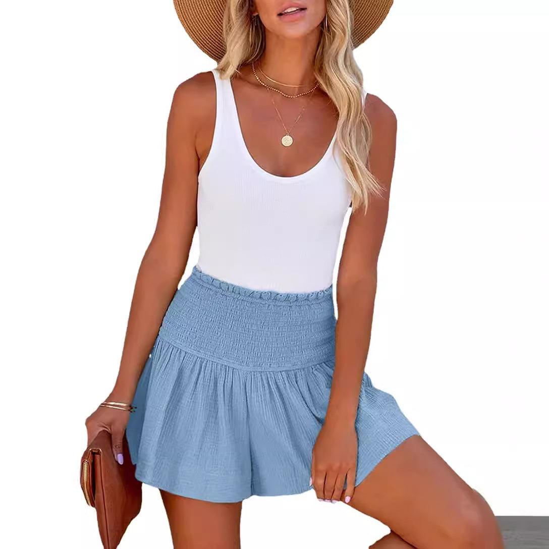 Women's Cotton High Elastic Waist Casual Overseas Shorts