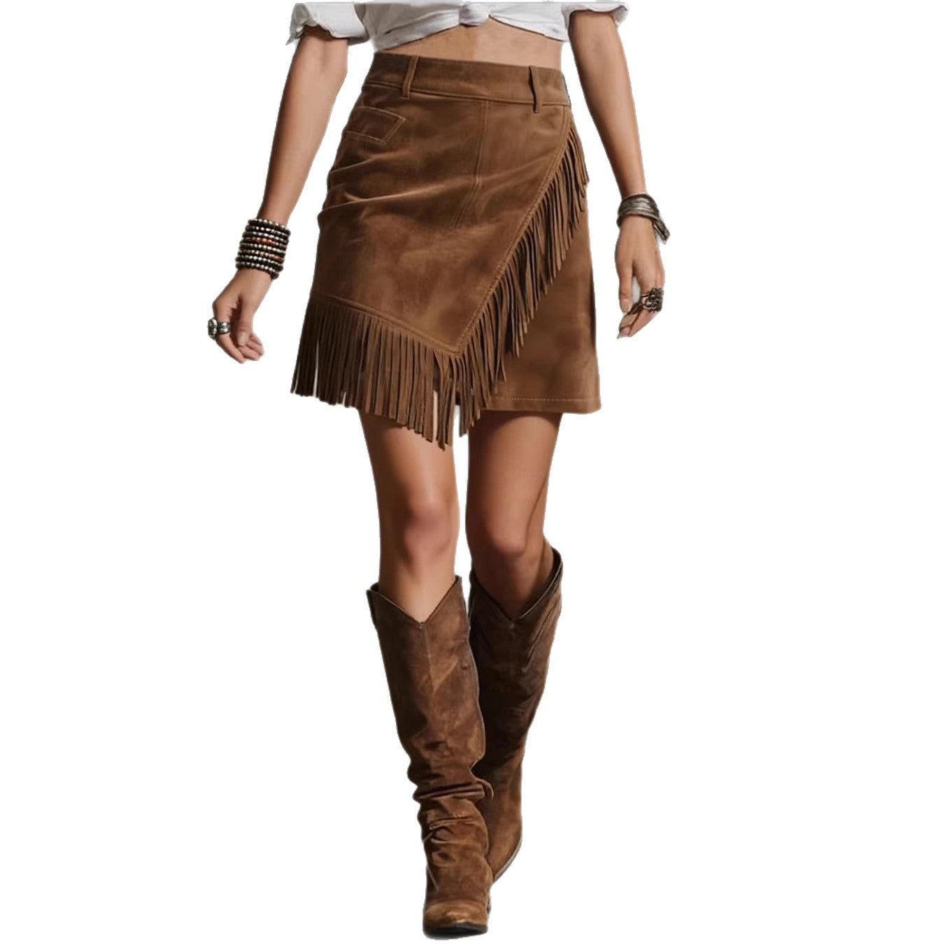 Women's Retro Western Style Tassel Suede Skirts
