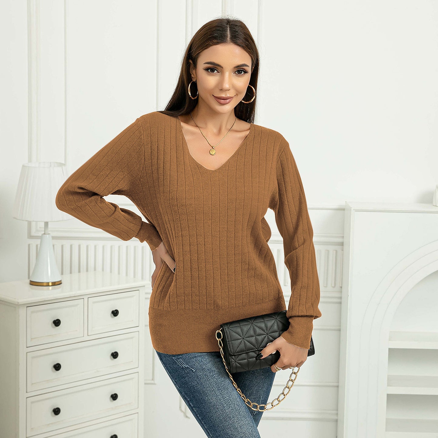 Women's Solid Color Bottoming Long Sleeve Pullover Sweater