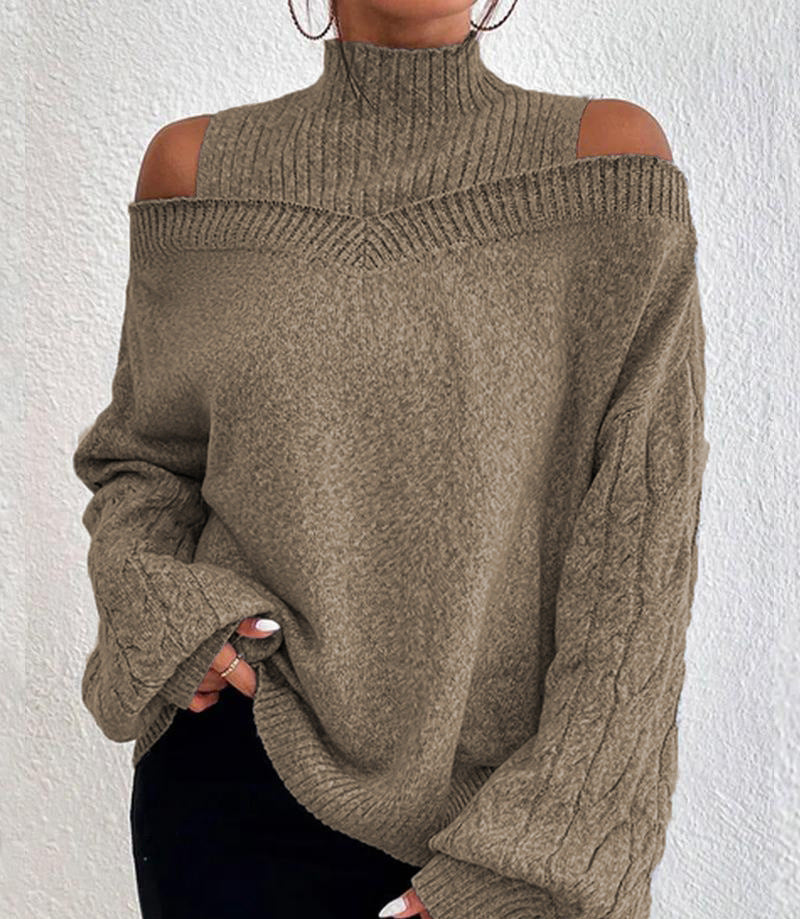 Casual Women's Mock Neck Loose Large Sweater