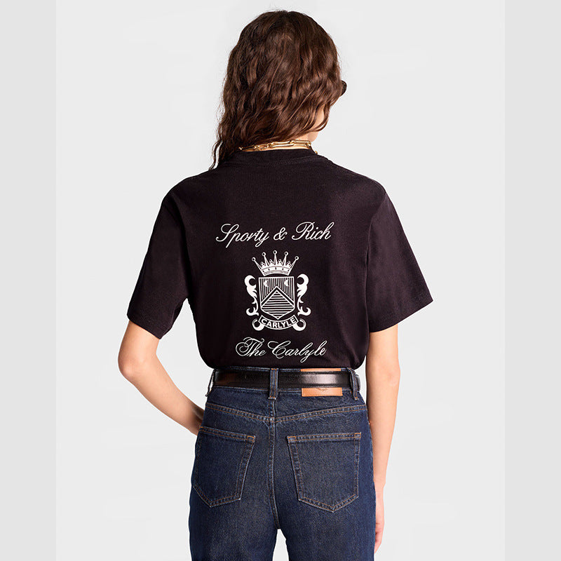 Women's North American Niche Letter Crown Shield Cotton Blouses